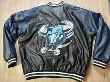 VINTAGE UNIVERSITY BUFFALO UB BULLS FAUX LEATHER BOMBER JACKET SIZE XL RARE!!