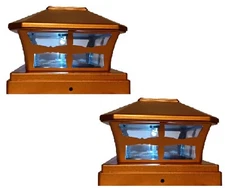 Solar Post Cap Light 2 Pcs 5x5 Solar Copper Color Square Fence Post Cap Light