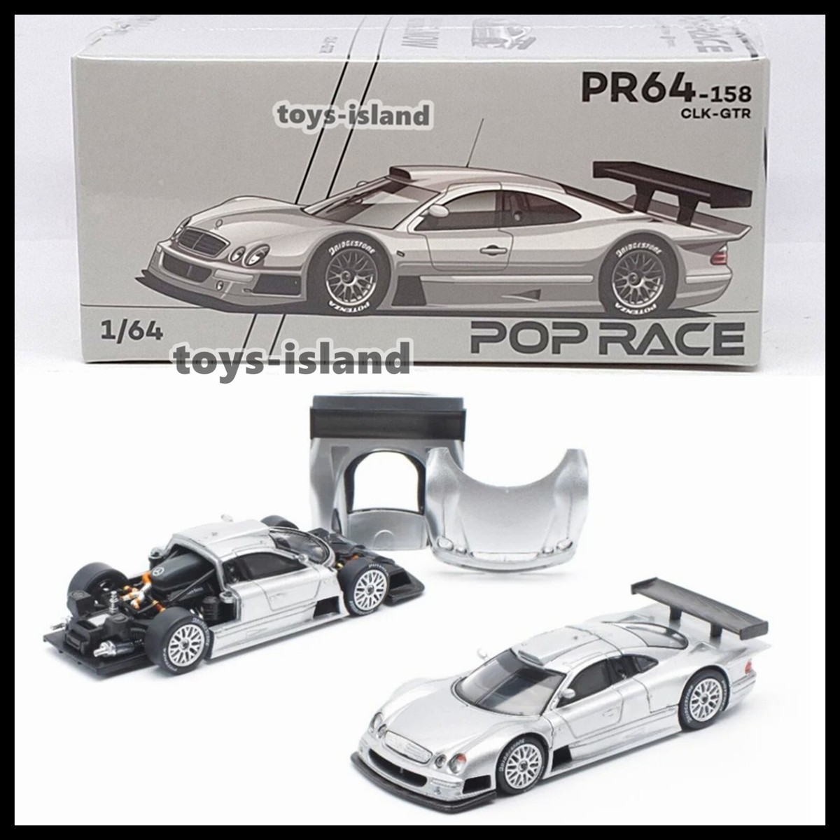 POPRACE PR64-158 1/64 Mercedes Benz CLK GTR Silver POP RACE NEW | eBay