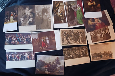 lot 14 vtg postcards Dutch Art Rubens Maes Hals Vermeer Borch Moreel + unposted