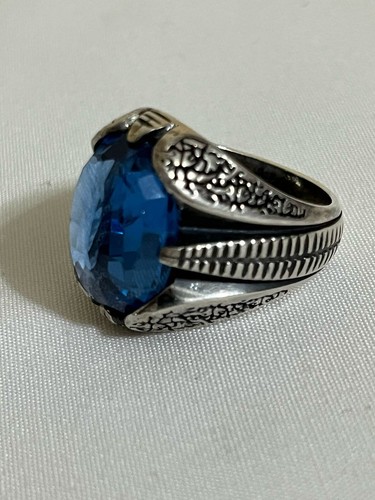 Men 925 Silver Ring Featuring Natural Topaz Bold Style Timeless Elegance Jewelry - Picture 9 of 15