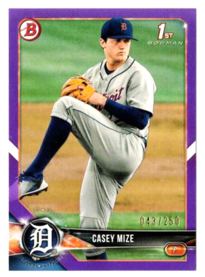 CASEY MIZE 2018 Bowman Draft #BD-1 Detroit Tigers Purple Parallel /250 1st RC!
