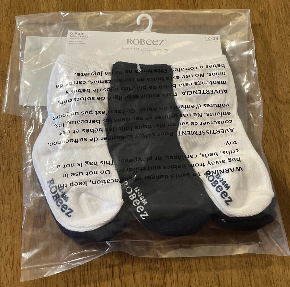 Robeez 6 pares de calcetines infantiles blanco marino 12-24 meses. Nuevo Foto 3 de 3
