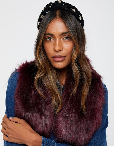 Accessorize Piel Sintética Rojo Burdeos Bufanda Chal Tiras | eBay