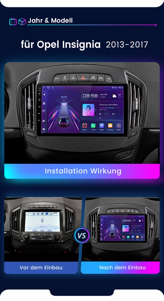64GB Android 13 Navi Autoradio GPS DSP BT Carplay für Opel Insignia Bj.2013-2016 - Bild 2 von 4