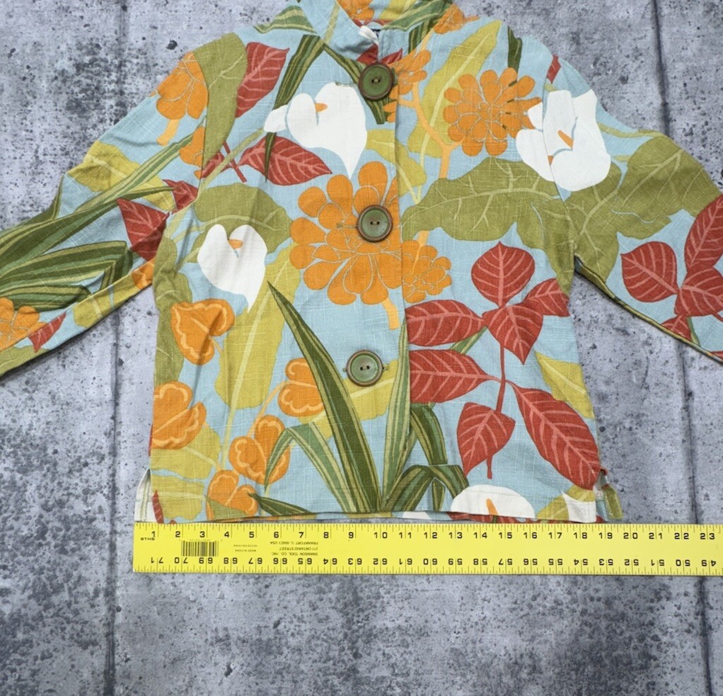 Giacca pony dipinta manica lunga grande tropicale hawaiana vacanza lino made in USA