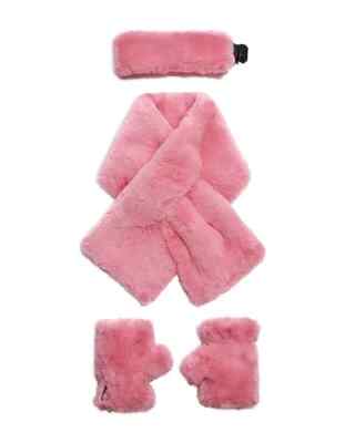 Apparis Kids Abby Faux-Fur Scarf Headband Gloves Set Unisex O/S Lolly  Pink