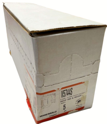 (Box of 5) Wiremold V5744S Ivory Deep Switch & Receptacle Box 2-1/4'' (57mm)