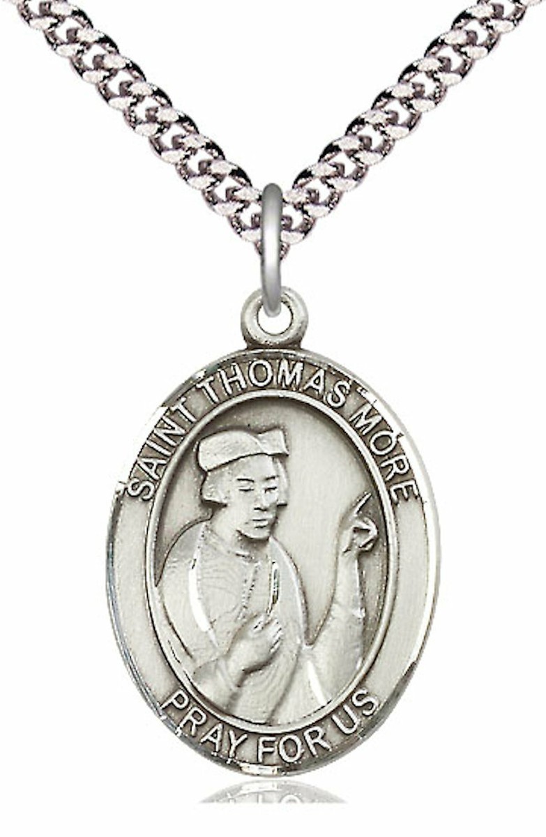 Patron Saint Thomas More Oval Sterling Silver Medal – The  Saint Thomas More Sterling Silver Medal display picture 1