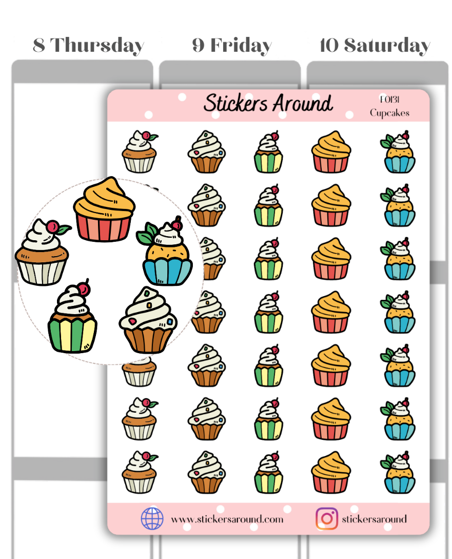Cupcake Planner Sticker, Dessert Sticker, Sweets, Calendar & Bullet Journal-image