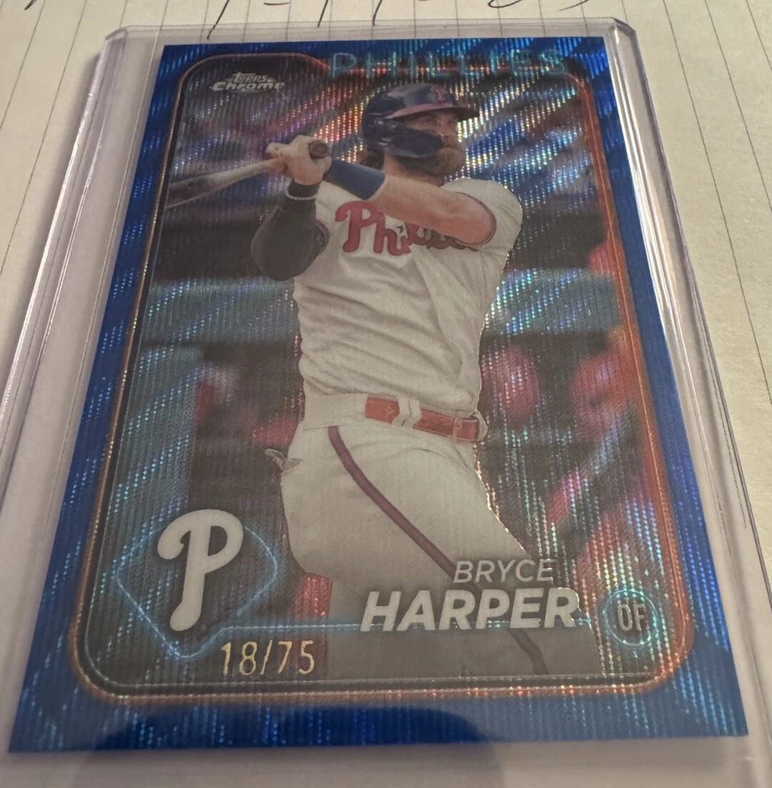 2024 Topps Chrome - Blue Wave Refractor #62 Bryce Harper /75