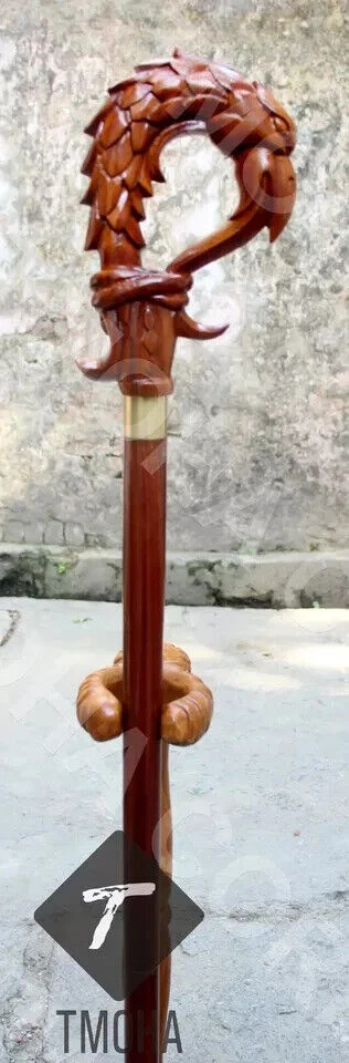 Rare Antique Cane Walking Stick Dragon Head Designer Walking Cane, Carved Cane - Image 3 of 4