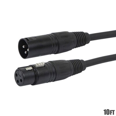 10FT XLR 3-Pin DMX Lighting & AES/EBU AES3 Cable for Digital Audio and DMX Data