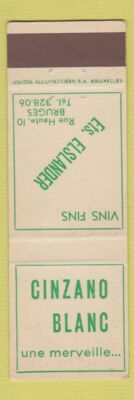 Matchbook Cover - Cinazno Blanc Ets Elslander Belgium Bruges