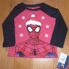Toddler Boys Girls SPIDER-MAN Christmas T-Shirt Size 2T Santa Hat NWT