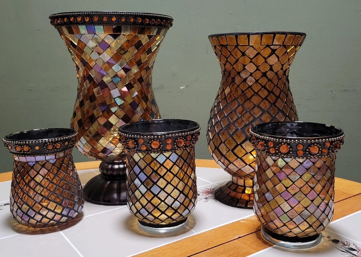 Lot Of 5 Partylite Party Lite Global Fusion Mosaic Candle Holders