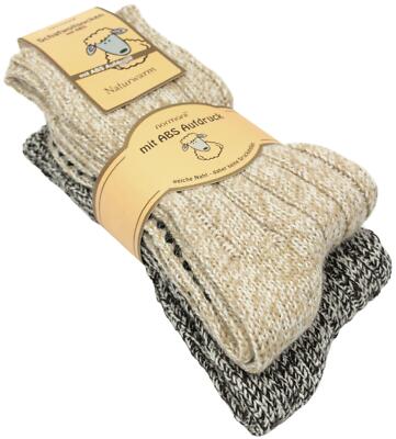 2 Paar normani  Norweger-ABS-Socken mit Schafwolle Noppensocken Homesocks