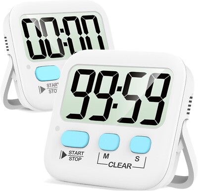 2 Pack Timer, Kitchen Timers, Digital Timer for Cooking, Egg Timer, Cla