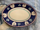 Nuova Vietri Blue Large Bird Platter-Pottery Serving Dish Signed Italy 18” X 13”