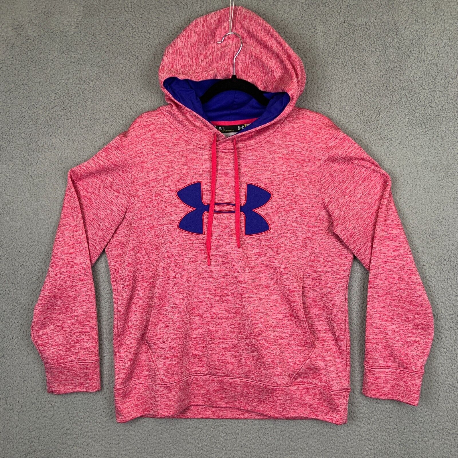 Under Armour Hoodie Womens Large Pink Blue Big Logo Hooded Sweatshirt  Athletic | eBay