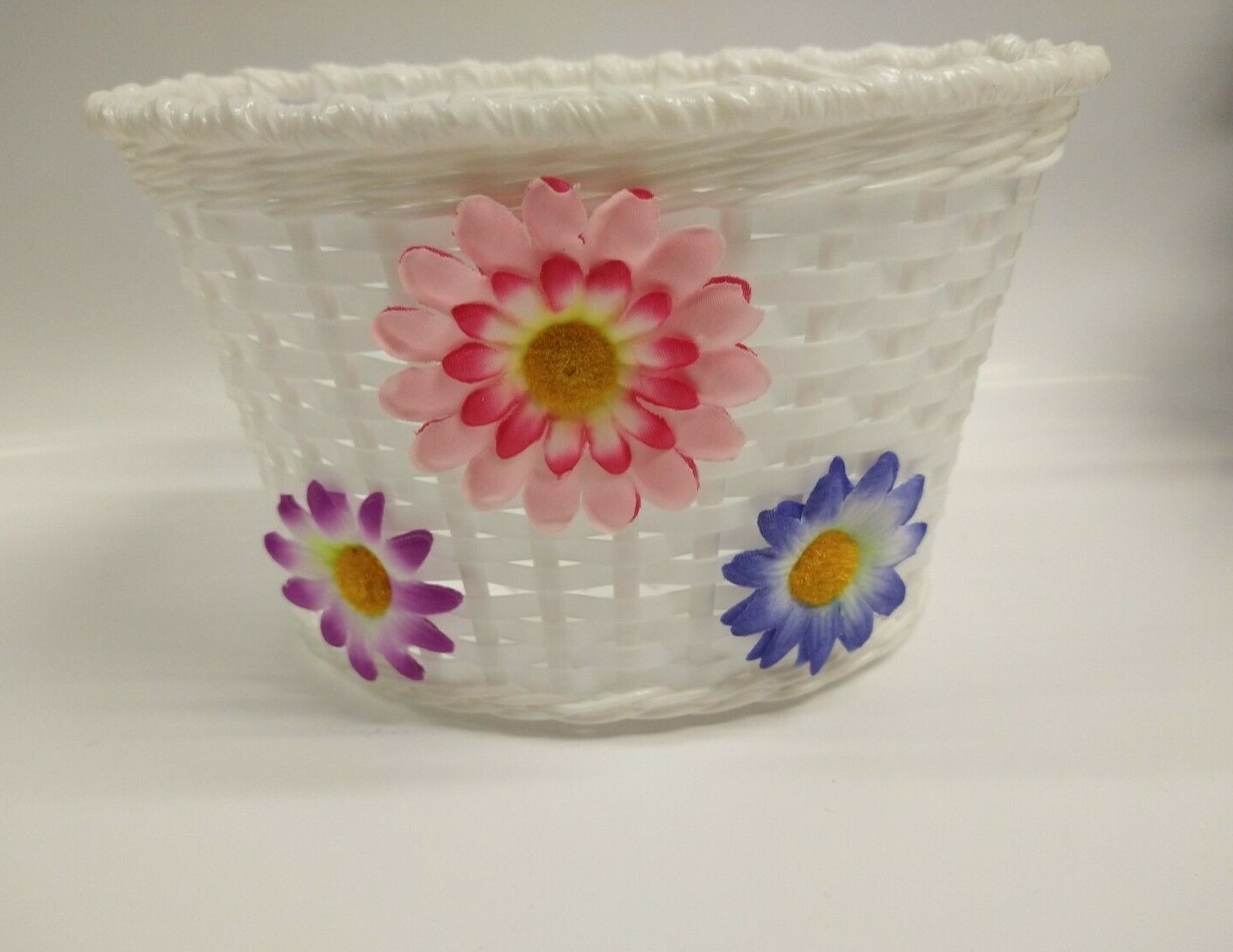Basket White With 3 Flowers Bike Basket