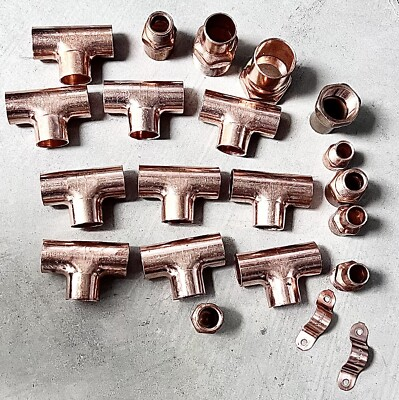 #ad #ad Lot of 10 Copper Pressure Fittings 1 2quot; C×C×C Tee amp; Other Fittings Lot $14.00