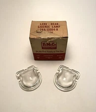 Ford License Lamp Lens 1948-56 Truck 1949-51 Car, Pair, 7RA-13564-A NOS In Box