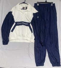 Vtg 90s USA Olympics Tracksuit Set - Size L - JCPenney Windbreaker Jacket Pants