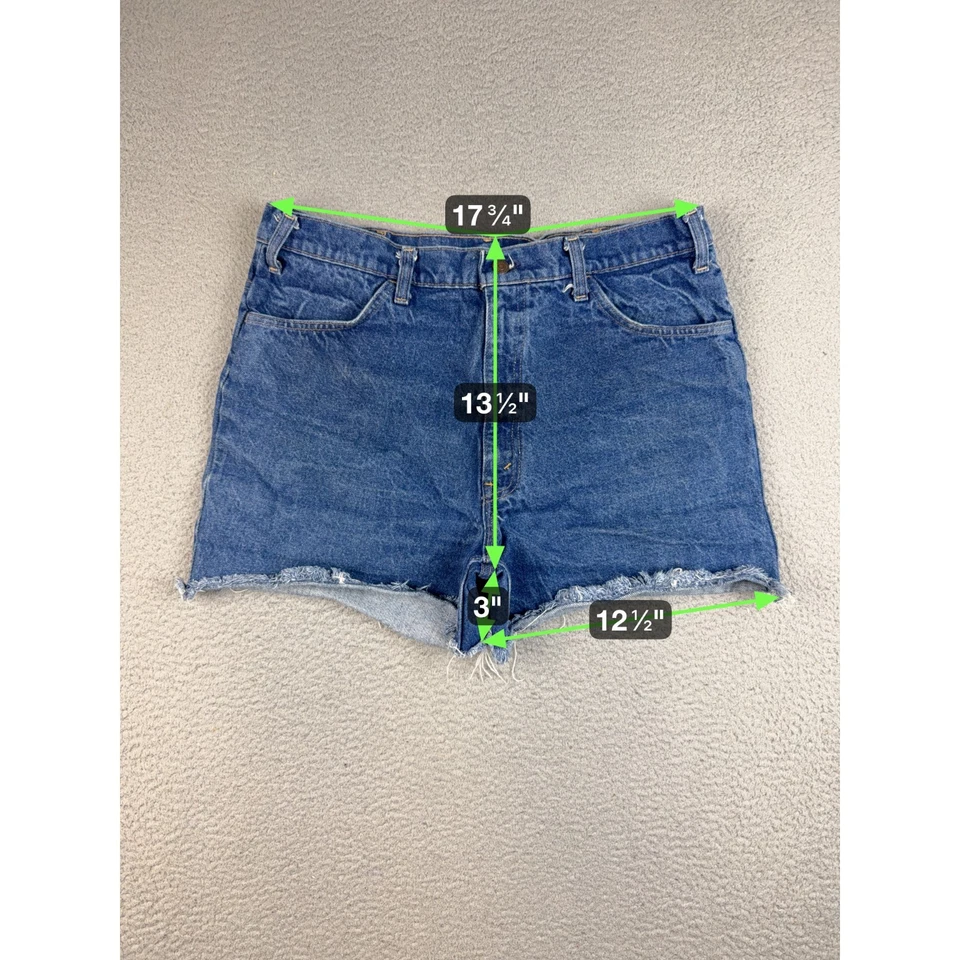 Pantalones Cortos Vintage Levi's Corte Para Mujer 14 Azul Naranja Pestaña Años 70 Denim Cintura Alta Foto 3 de 4