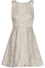 NWT Alice & Olivia Natalia Open Back Lace Dress 10 Taupe $440 A-Line Size 10