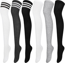 6 Pairs over Knee Thigh Socks Knee-High Warm Stocking Women Boot Sock Leg Warmer