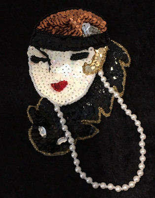 Elegance Sequin Pearl Beaded Applique Patch Vintage Showgirl Flapper Gatsby Lady