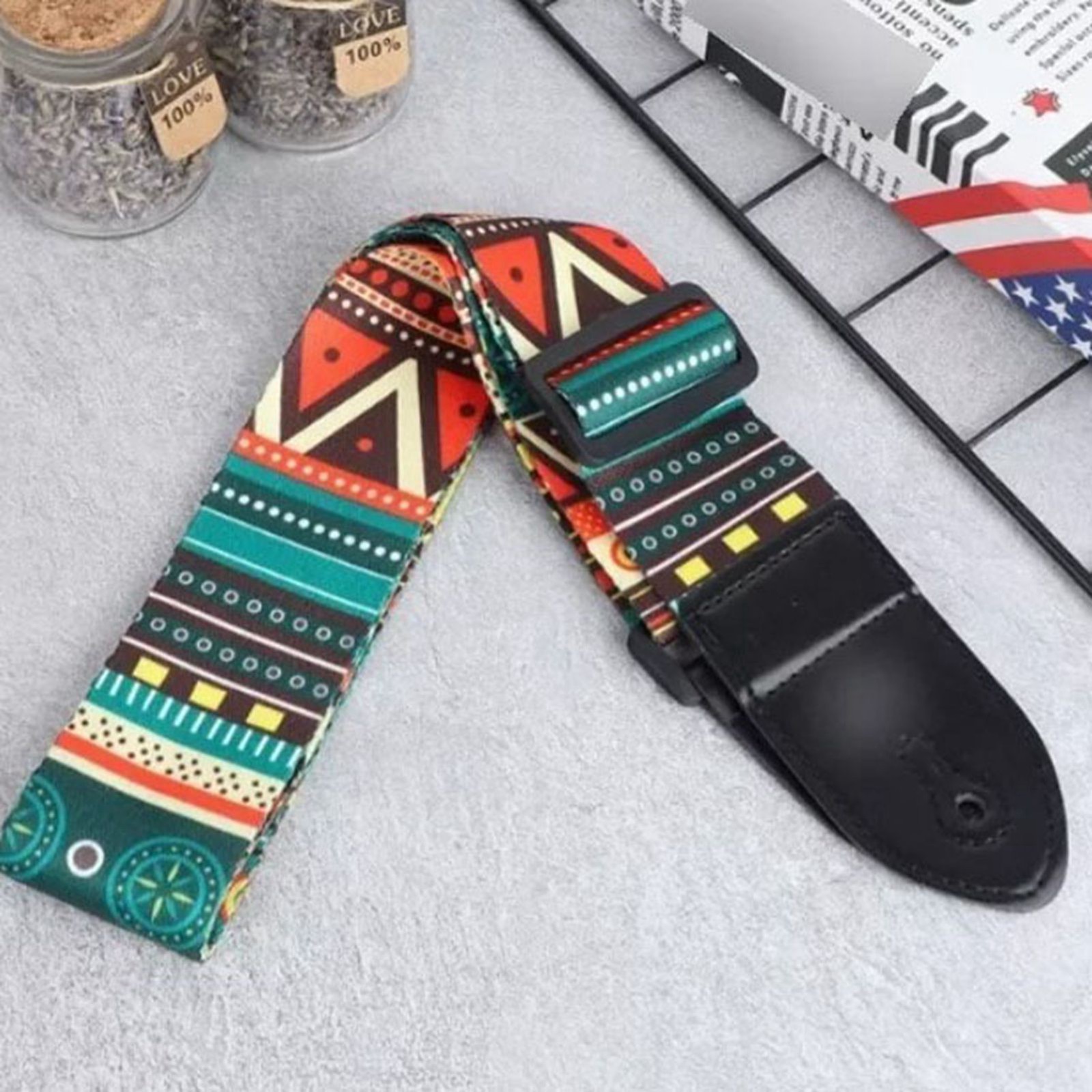 3Pcs Guitar Strap Universal Belt Polyester Printing PU Leather For Ukulele Fo