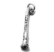 Guaranteed Genuine 925 Sterling Silver 3D Clarinet Charm Pendant