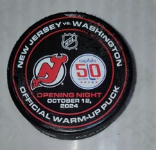 New Jersey Devils vs Washington Capitals 10-12-2024 Opening Night Warmup Puck