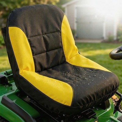 Weatherproof 600D Oxford Lawn Mower Seat Cover,Black Yellow 2-Tone Tractor Se...