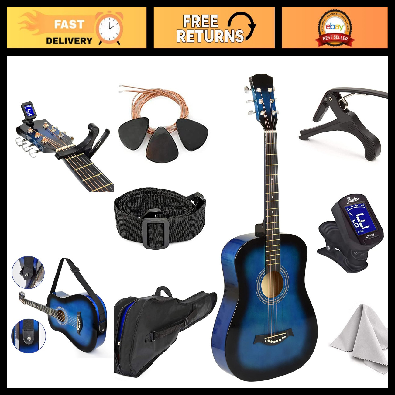 30" Classical Acoustic Guitar for Kids - Beginner Starter Kit with Bag, Tuner, S