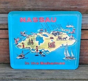 Vintage Nassau Bahamas Melamine Tray 10x12 Royal Calypso Signed
