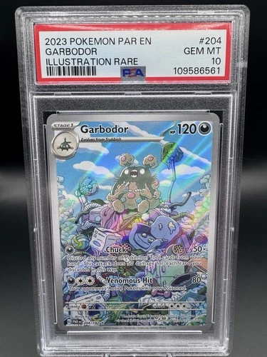 Pokémon TCG Garbodor SV04 Paradox Rift 204/182 Illustration Rare Holo EN PSA 10