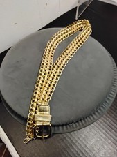 Vintage gold tone metal wire mesh leather fashion belt