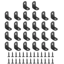 24Pcs 0.98 inch Stainless Steel Corner Braces Angle Bracket with Screws, Black