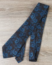 Vintage Folkespear Men's Blue Paisley Pattern Kipper Tie Made In England Retro