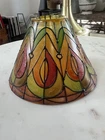 Vintage Tiffany Stained Glass Folk Small Lamp Shade 5”