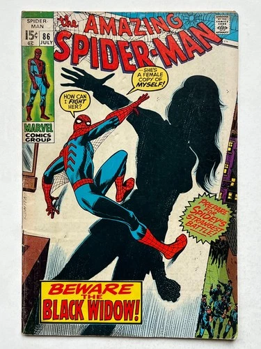 Spider-Man #86 1970 Black Widow gets a new outfit and takes on Spidey