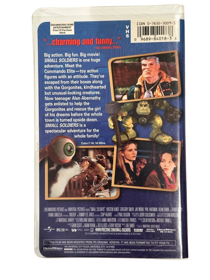 Small Soldiers VHS 1998 Action Adventure DreamWorks Universal PG-13 Clamshell - Image 3 of 3