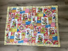 Vintage Hand Stitched Baby Quilt 35x29 Storybook Children Patchwork As Is