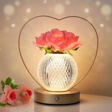 Rose Flower Lamp Rechargeable Cordless LED Touch 3Colour Infinitely Dim