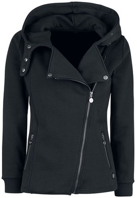 RED by EMP Damen schwarze Sweat Kapuzenjacke im Biker Style