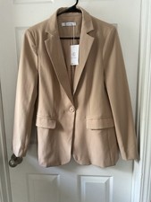 Cicy Bell Women  s Khaki Tailored Blazer Size M One Button Work Office NWT
