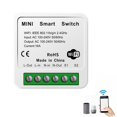 Wifi Mini Smart Switch 16A 2-Way DIY Switches SmartLife App Timer Module